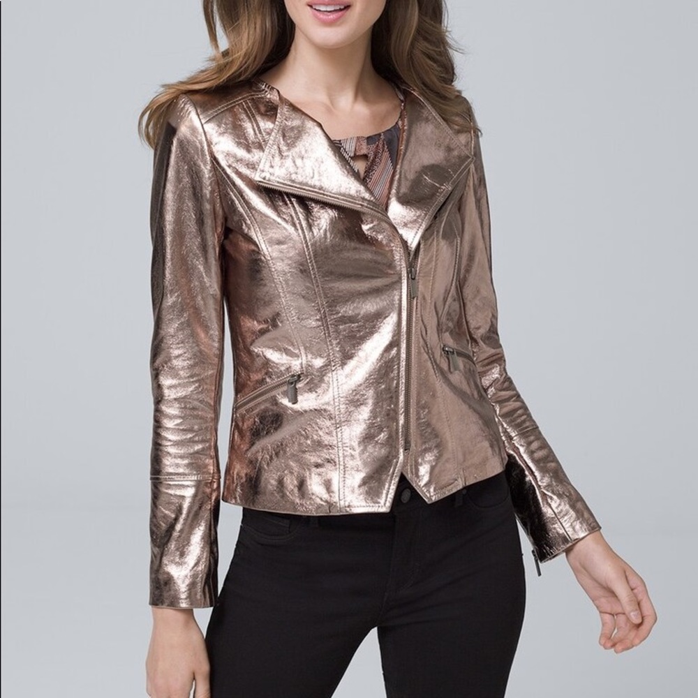 White House Black Market Metallic Leather Jacket
